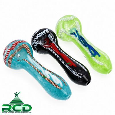 GLASS PIPE FRITTED & TWISTING LINE ART GP2776 1CT
